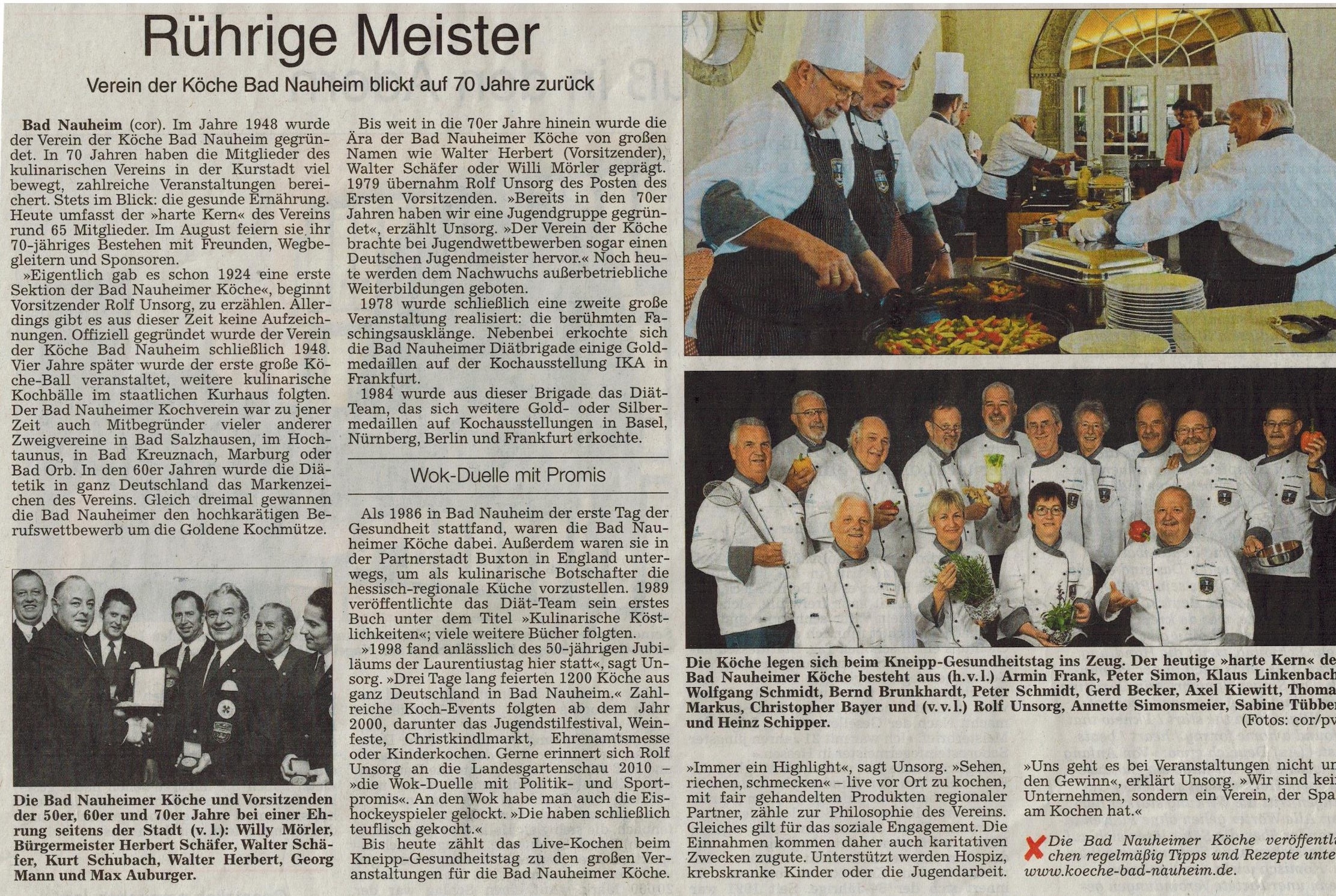 70 Jahre Verein der Köche Bad Nauheim 70 Jahre Verein der Köche Bad Nauheim
